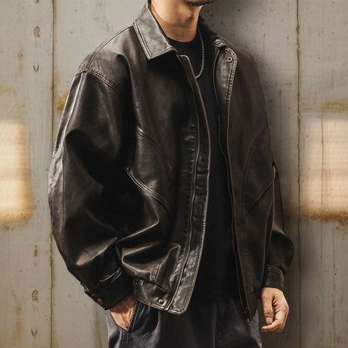 Vintage Leather-Like Blouson P1842